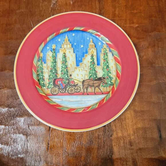 Sango Christmas Salad Dessert Plates Christmastime in City C. Fischer Set of 12 - Picture 3 of 7